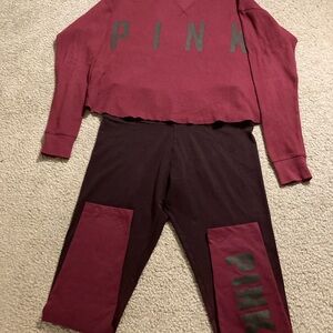 Pink leggings with 2 tops